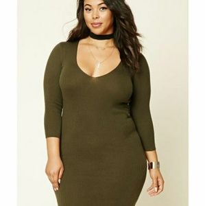 Forever 21 Plus Size Bodycon Dress Long Sleeve